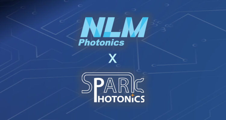 NLM and Spark Photonics logos on a blue background